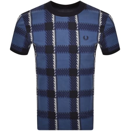 Product Image for Fred Perry Glitch Tartan T Shirt Blue