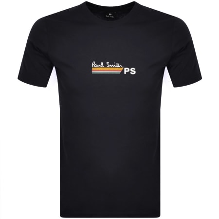 Recommended Product Image for Paul Smith Stripe Logo Crew Neck T Shirt Navy