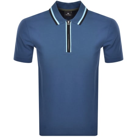 Product Image for Paul Smith Regular Zip Polo T Shirt Blue