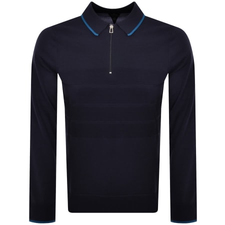 Recommended Product Image for Paul Smith Half Zip Knit Polo Jumper Navy