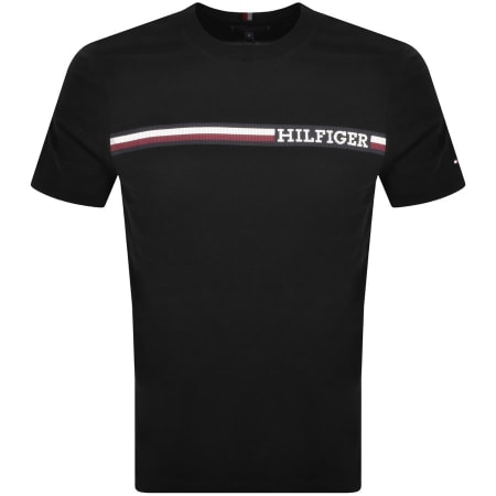 Product Image for Tommy Hilfiger Monotype Chest Stripe T Shirt Black