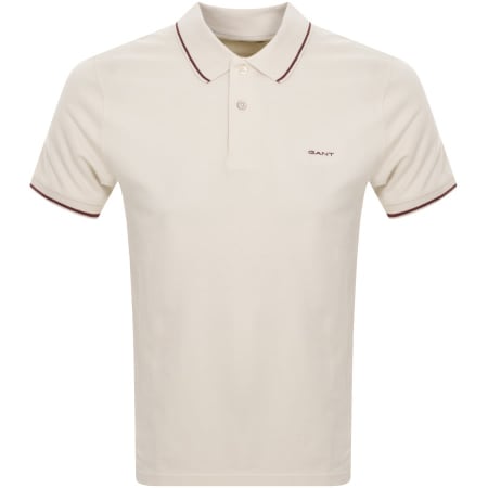 Product Image for Gant Collar Tipping Rugger Polo T Shirt Cream