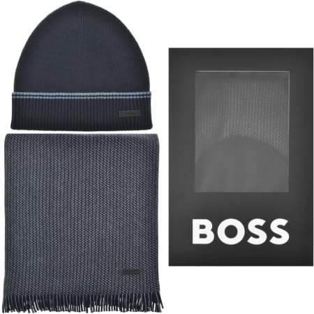 Product Image for BOSS Mind Beanie And Scarf Gift Set Navy
