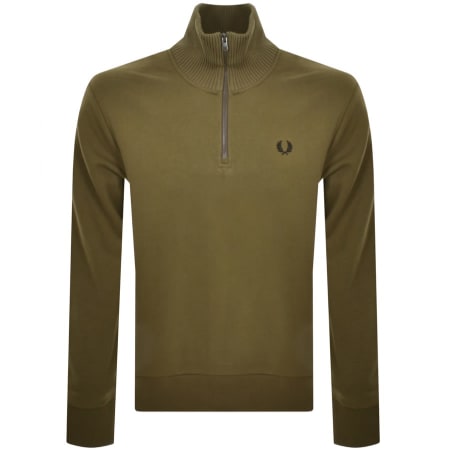 Product Image for Fred Perry Knitted Trim Half Zip Sweatshirt Green