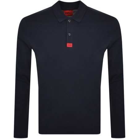 Product Image for HUGO Deresolo 222 Long Sleeve Polo T Shirt Navy