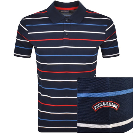 Product Image for Paul And Shark Striped Polo T Shirt Navy