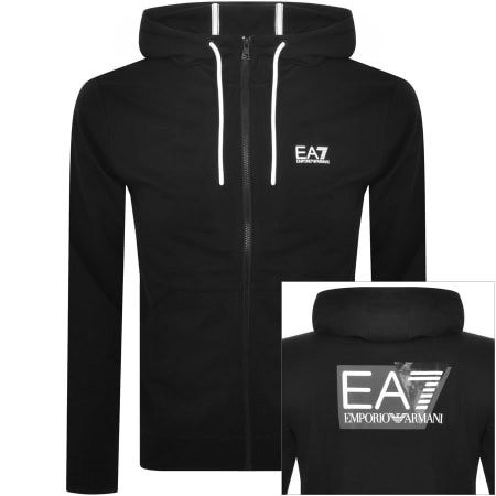 Product Image for EA7 Emporio Armani Full Zip Logo Hoodie Black