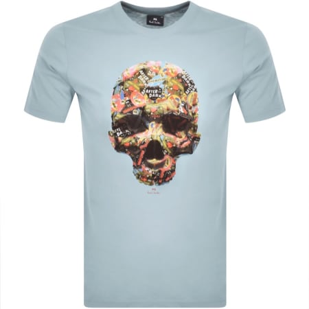 Product Image for Paul Smith Skull Sticker T Shirt Blue