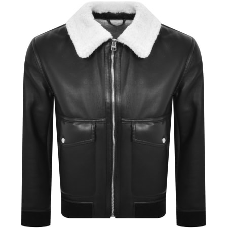 Product Image for HUGO Bennu L Faux Leather Sherpa Jacket Black