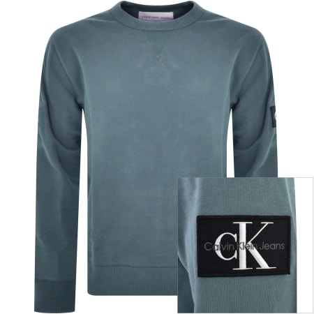 Recommended Product Image for Calvin Klein Jeans Logo Crew Neck Sweatshirt Blue