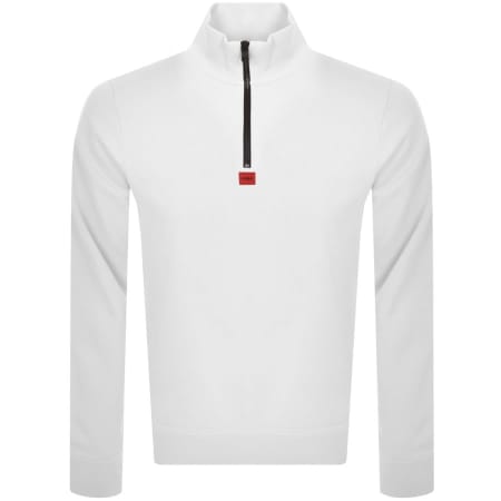Product Image for HUGO Durty Half Zip Sweatshirt White