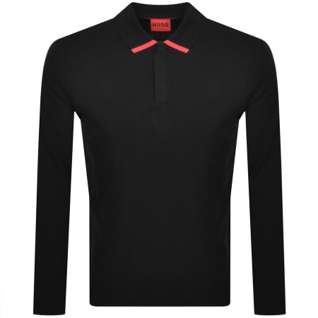 Product Image for HUGO Dalomo Long Sleeve Polo T Shirt Black