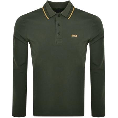 Product Image for BOSS Plisy Long Sleeve Polo T Shirt Green