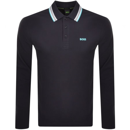 Product Image for BOSS Plisy Long Sleeve Polo T Shirt Navy