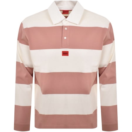 Product Image for HUGO Diragbi Long Sleeved Polo T Shirt Pink