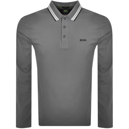 Product Image for BOSS Plisy Long Sleeve Polo T Shirt Grey