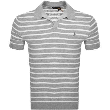 Product Image for Ralph Lauren Stripe Polo T Shirt Grey