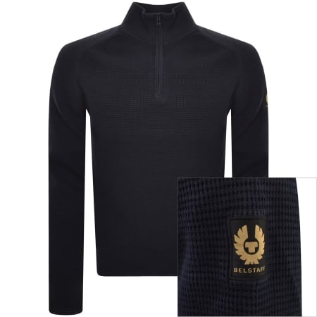 Recommended Product Image for Belstaff Mineral Quarter Zip Knit Jumper Navy