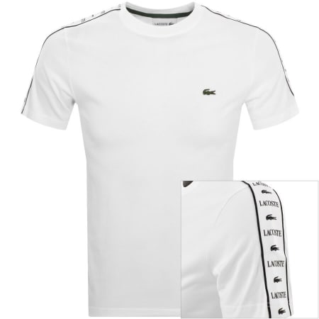 Product Image for Lacoste Tape Logo Crew Neck T Shirt White