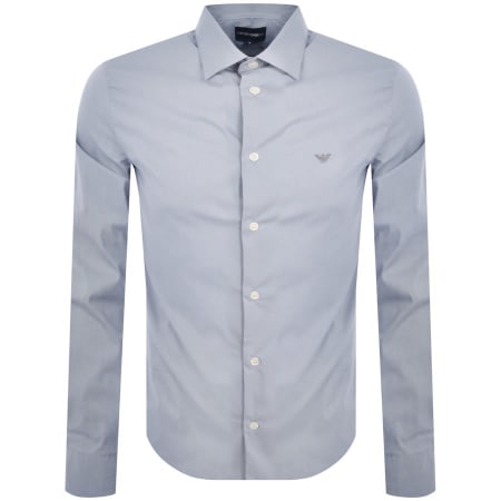 Recommended Product Image for Emporio Armani Logo Long Sleeve Shirt Blue