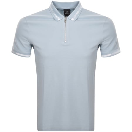 Product Image for Armani Exchange Quarter Zip Polo T Shirt Blue