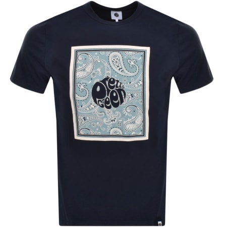 Product Image for Pretty Green Eclipse Paisley Logo T Shirt Navy