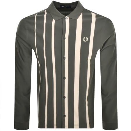 Product Image for Fred Perry Long Sleeve Stripe Polo T Shirt Green