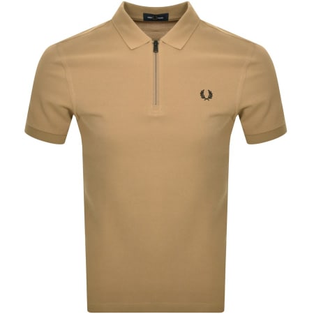 Product Image for Fred Perry Quarter Zip Polo T Shirt Khaki