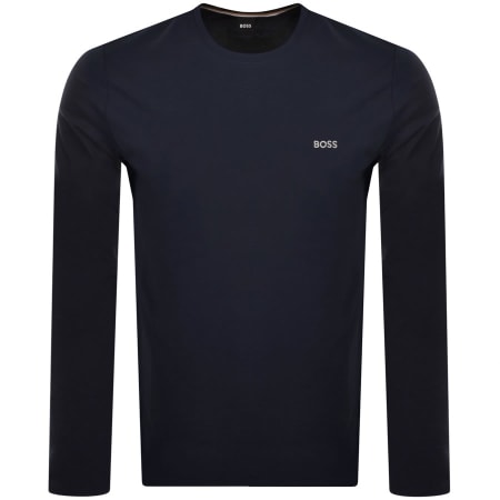Product Image for BOSS Logo Long Sleeve T Shirt Navy