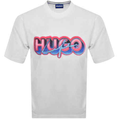 Product Image for HUGO Blue Nillumi Crew Neck T Shirt White