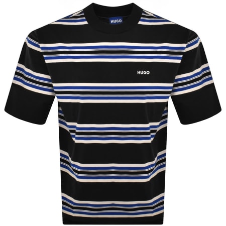 Product Image for HUGO Blue Natinolo Striped T Shirt Blue