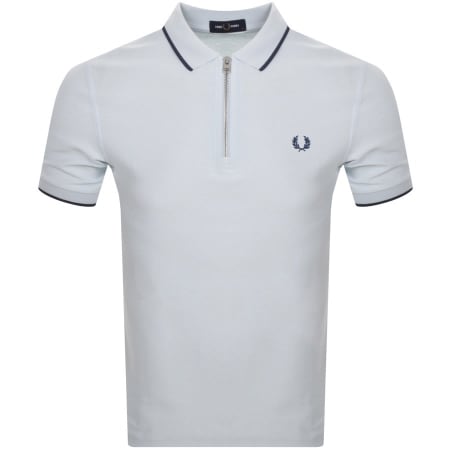 Product Image for Fred Perry Quarter Zip Polo T Shirt Blue