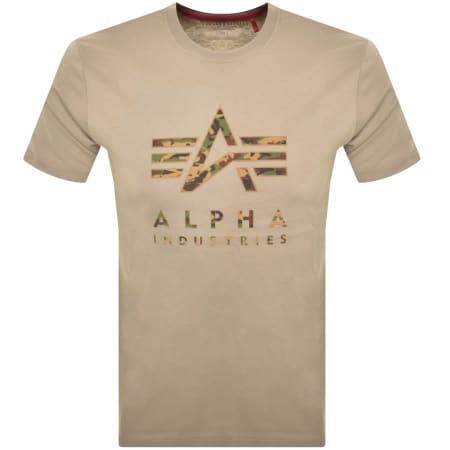 Product Image for Alpha Industries Logo Camo T Shirt Khaki