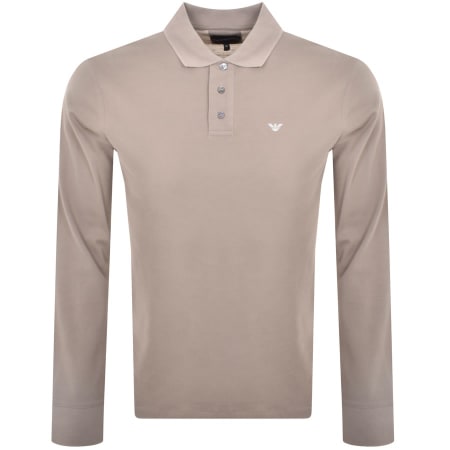 Product Image for Emporio Armani Long Sleeved Polo T Shirt Brown