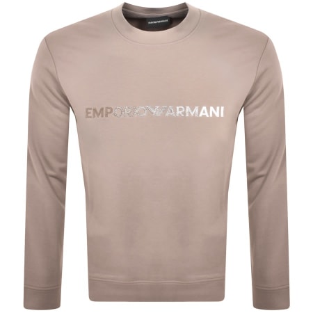 Product Image for Emporio Armani Crew Neck Logo Sweatshirt Brown