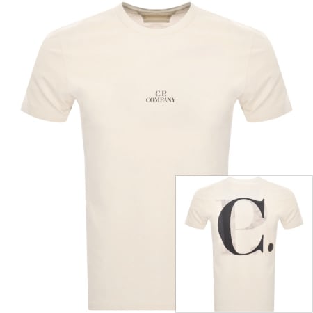 Product Image for CP Company Jersey Logo T Shirt Cream