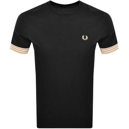 Product Image for Fred Perry Striped Cuff T Shirt Black