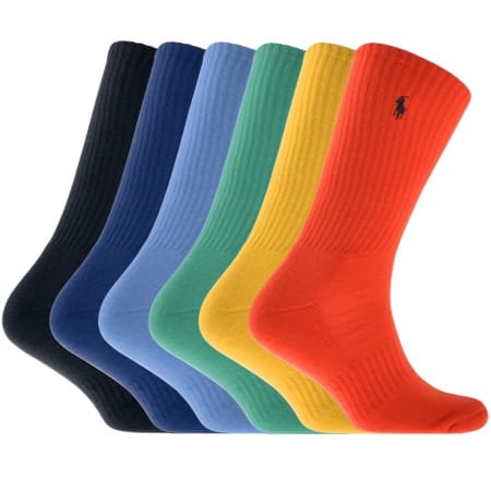 Product Image for Ralph Lauren Six Pack Classic Sport Socks Blue