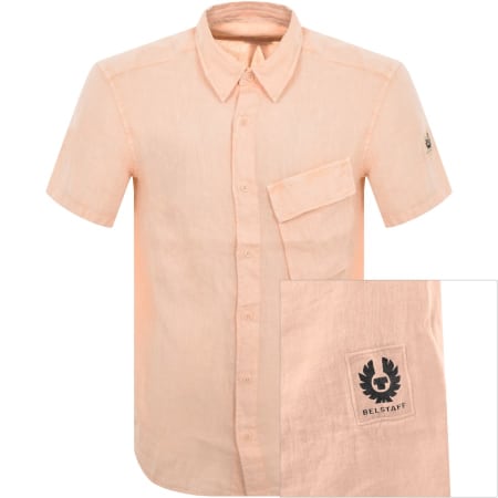 Product Image for Belstaff Scale Linen Short Sleeved Shirt Peach