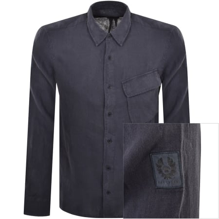 Product Image for Belstaff Scale Linen Long Sleeved Shirt Navy