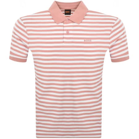 Product Image for BOSS Pale Stripe Polo T Shirt Pink