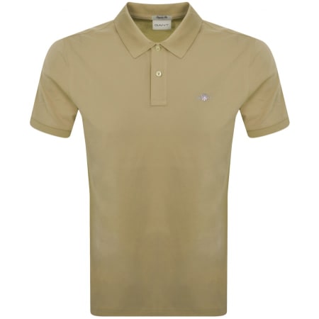 Product Image for Gant Regular Shield Pique Polo T Shirt Khaki