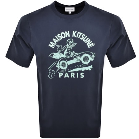 Product Image for Maison Kitsune Racing Fox T Shirt Blue