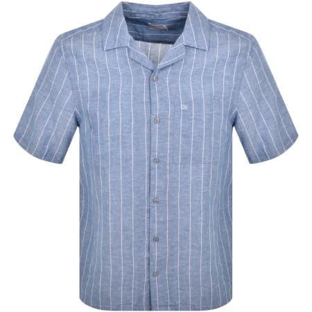 Recommended Product Image for Calvin Klein Linen Short Sleeve Shirt Blue