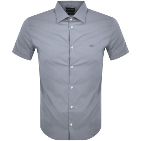 Product Image for Emporio Armani Short Sleeved Slim Fit Shirt Blue