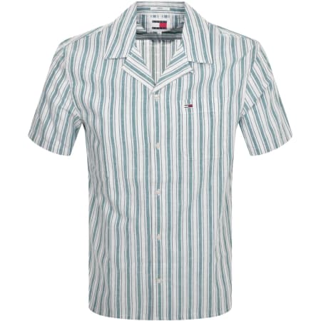Product Image for Tommy Jeans Stripe Linen Short Sleeve Shirt Blue