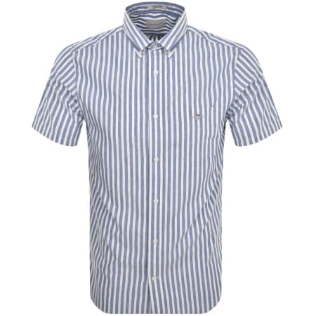 Recommended Product Image for Gant Short Sleeved Stripe Linen Shirt Blue