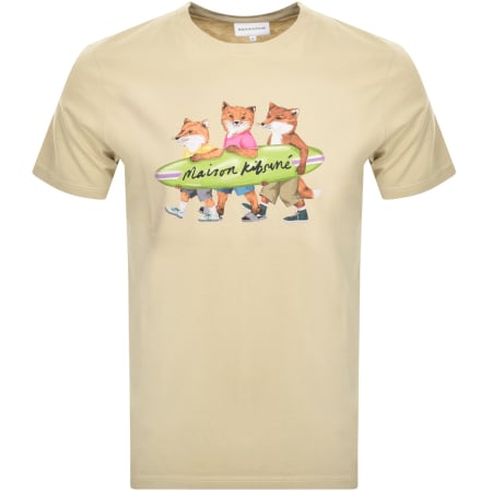 Recommended Product Image for Maison Kitsune Surfing Foxes T Shirt Beige