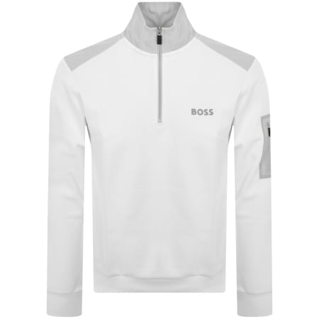 Product Image for BOSS Sweat 1 Half Zip Sweatshirt White