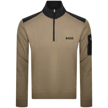 Product Image for BOSS Sweat 1 Half Zip Sweatshirt Khaki